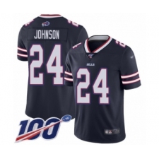 Men's Buffalo Bills #24 Taron Johnson Limited Navy Blue Inverted Legend 100th Season Football Jersey