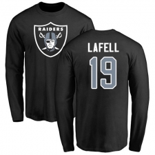 NFL Nike Oakland Raiders #19 Brandon LaFell Black Name & Number Logo Long Sleeve T-Shirt
