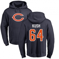 NFL Nike Chicago Bears #64 Eric Kush Navy Blue Name & Number Logo Pullover Hoodie