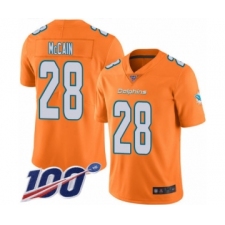 Men's Miami Dolphins #28 Bobby McCain Limited Orange Rush Vapor Untouchable 100th Season Football Jersey