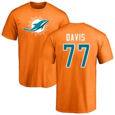 NFL Nike Miami Dolphins #77 Jesse Davis Orange Name & Number Logo T-Shirt