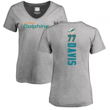 NFL Women's Nike Miami Dolphins #77 Jesse Davis Ash Backer T-Shirt