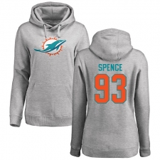 NFL Women's Nike Miami Dolphins #93 Akeem Spence Ash Name & Number Logo Pullover Hoodie