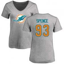 NFL Women's Nike Miami Dolphins #93 Akeem Spence Ash Name & Number Logo T-Shirt