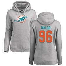 NFL Women's Nike Miami Dolphins #96 Vincent Taylor Ash Name & Number Logo Pullover Hoodie