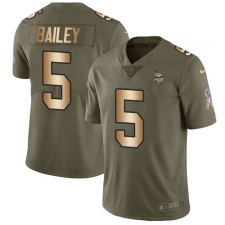 Men's Nike Minnesota Vikings #5 Dan Bailey Limited Olive Gold 2017 Salute to Service NFL Jersey