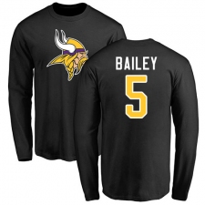 NFL Nike Minnesota Vikings #5 Dan Bailey Black Name & Number Logo Long Sleeve T-Shirt