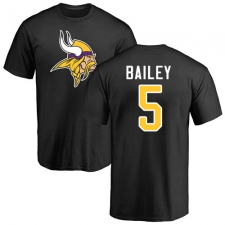 NFL Nike Minnesota Vikings #5 Dan Bailey Black Name & Number Logo T-Shirt