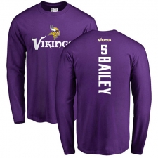 NFL Nike Minnesota Vikings #5 Dan Bailey Purple Backer Long Sleeve T-Shirt