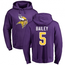 NFL Nike Minnesota Vikings #5 Dan Bailey Purple Name & Number Logo Pullover Hoodie