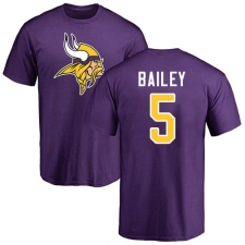 NFL Nike Minnesota Vikings #5 Dan Bailey Purple Name & Number Logo T-Shirt