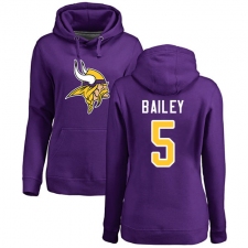 NFL Women's Nike Minnesota Vikings #5 Dan Bailey Purple Name & Number Logo Pullover Hoodie