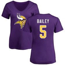 NFL Women's Nike Minnesota Vikings #5 Dan Bailey Purple Name & Number Logo Slim Fit T-Shirt