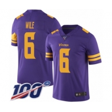 Men's Minnesota Vikings #6 Matt Wile Limited Purple Rush Vapor Untouchable 100th Season Football Jersey