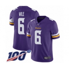 Men's Minnesota Vikings #6 Matt Wile Purple Team Color Vapor Untouchable Limited Player 100th Season Football Jersey