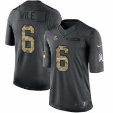 Men's Nike Minnesota Vikings #6 Matt Wile Limited Black 2016 Salute to Service NFL Jersey