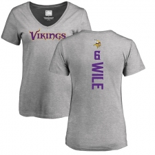 NFL Women's Nike Minnesota Vikings #6 Matt Wile Ash Backer V-Neck T-Shirt