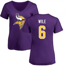 NFL Women's Nike Minnesota Vikings #6 Matt Wile Purple Name & Number Logo Slim Fit T-Shirt