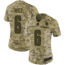 Women's Nike Minnesota Vikings #6 Matt Wile Limited Camo 2018 Salute to Service NFL Jersey