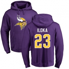 NFL Nike Minnesota Vikings #23 George Iloka Purple Name & Number Logo Pullover Hoodie
