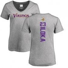 NFL Women's Nike Minnesota Vikings #23 George Iloka Ash Backer V-Neck T-Shirt