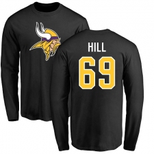 NFL Nike Minnesota Vikings #69 Rashod Hill Black Name & Number Logo Long Sleeve T-Shirt