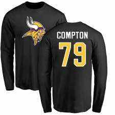 NFL Nike Minnesota Vikings #79 Tom Compton Black Name & Number Logo Long Sleeve T-Shirt