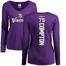 NFL Women's Nike Minnesota Vikings #79 Tom Compton Purple Backer Slim Fit Long Sleeve T-Shirt