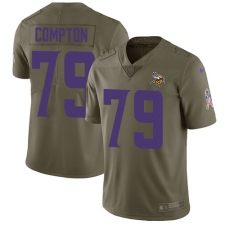 Youth Nike Minnesota Vikings #79 Tom Compton Limited Olive 2017 Salute to Service NFL Jersey
