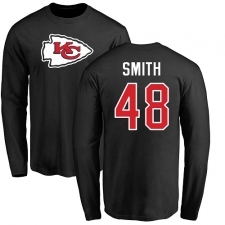NFL Nike Kansas City Chiefs #48 Terrance Smith Black Name & Number Logo Long Sleeve T-Shirt