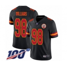 Men's Kansas City Chiefs #98 Xavier Williams Limited Black Rush Vapor Untouchable 100th Season Football Jersey