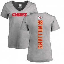 NFL Women's Nike Kansas City Chiefs #98 Xavier Williams Ash Backer V-Neck T-Shirt
