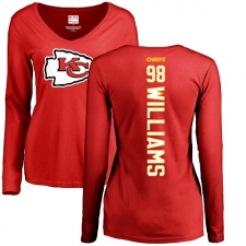 NFL Women's Nike Kansas City Chiefs #98 Xavier Williams Red Backer Slim Fit Long Sleeve T-Shirt