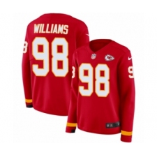 Women's Nike Kansas City Chiefs #98 Xavier Williams Limited Red Therma Long Sleeve NFL Jersey