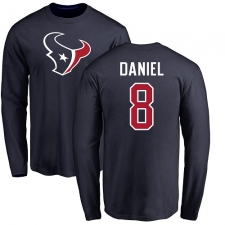 NFL Nike Houston Texans #8 Trevor Daniel Navy Blue Name & Number Logo Long Sleeve T-Shirt