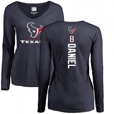NFL Women's Nike Houston Texans #8 Trevor Daniel Navy Blue Backer Long Sleeve T-Shirt