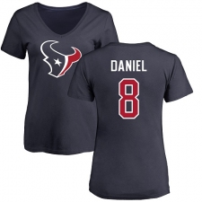 NFL Women's Nike Houston Texans #8 Trevor Daniel Navy Blue Name & Number Logo T-Shirt