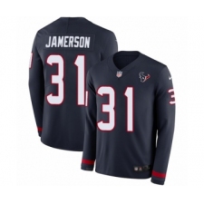 Men's Nike Houston Texans #31 Natrell Jamerson Limited Navy Blue Therma Long Sleeve NFL Jersey