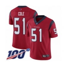 Men's Houston Texans #51 Dylan Cole Red Alternate Vapor Untouchable Limited Player 100th Season Football Jersey
