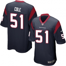 Men's Nike Houston Texans #51 Dylan Cole Game Navy Blue Team Color NFL Jersey