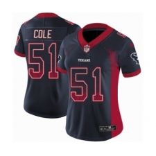 Women's Nike Houston Texans #51 Dylan Cole Limited Navy Blue Rush Drift Fashion NFL Jersey