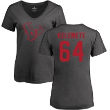 NFL Women's Nike Houston Texans #64 Senio Kelemete Ash One Color T-Shirt