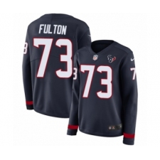 Women's Nike Houston Texans #73 Zach Fulton Limited Navy Blue Therma Long Sleeve NFL Jersey