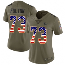 Women's Nike Houston Texans #73 Zach Fulton Limited Olive USA Flag 2017 Salute to Service NFL Jersey