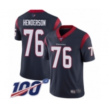 Men's Houston Texans #76 Seantrel Henderson Navy Blue Team Color Vapor Untouchable Limited Player 100th Season Football Jersey