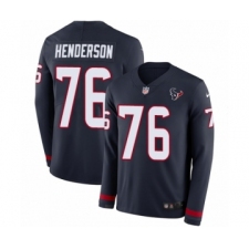 Men's Nike Houston Texans #76 Seantrel Henderson Limited Navy Blue Therma Long Sleeve NFL Jersey