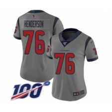 Women's Houston Texans #76 Seantrel Henderson Limited Gray Inverted Legend 100th Season Football Jersey