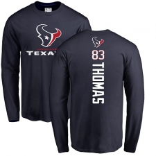 NFL Nike Houston Texans #83 Jordan Thomas Navy Blue Backer Long Sleeve T-Shirt