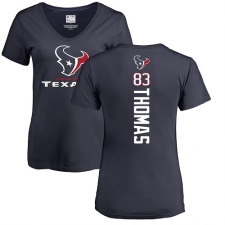 NFL Women's Nike Houston Texans #83 Jordan Thomas Navy Blue Backer T-Shirt