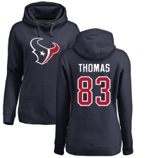 NFL Women's Nike Houston Texans #83 Jordan Thomas Navy Blue Name & Number Logo Pullover Hoodie